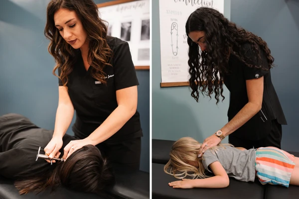 Chiropractor Waukee IA Adriana Rodríguez and Madison Johnson Adjusting Patients